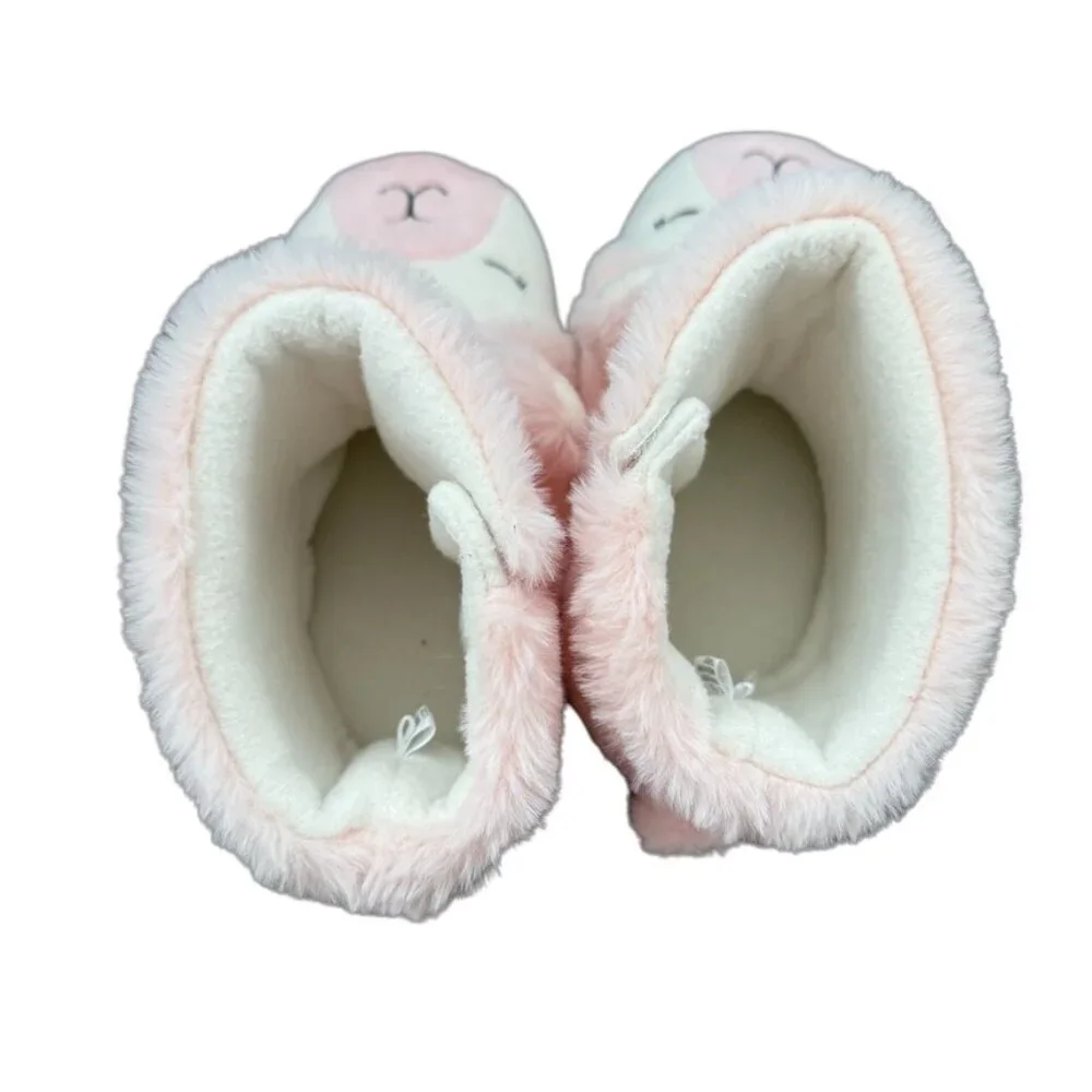 Cat & Jack Llama Animal Face Bootie Slippers Plush Pink Girls XL 11/12 - Picture 6 of 7